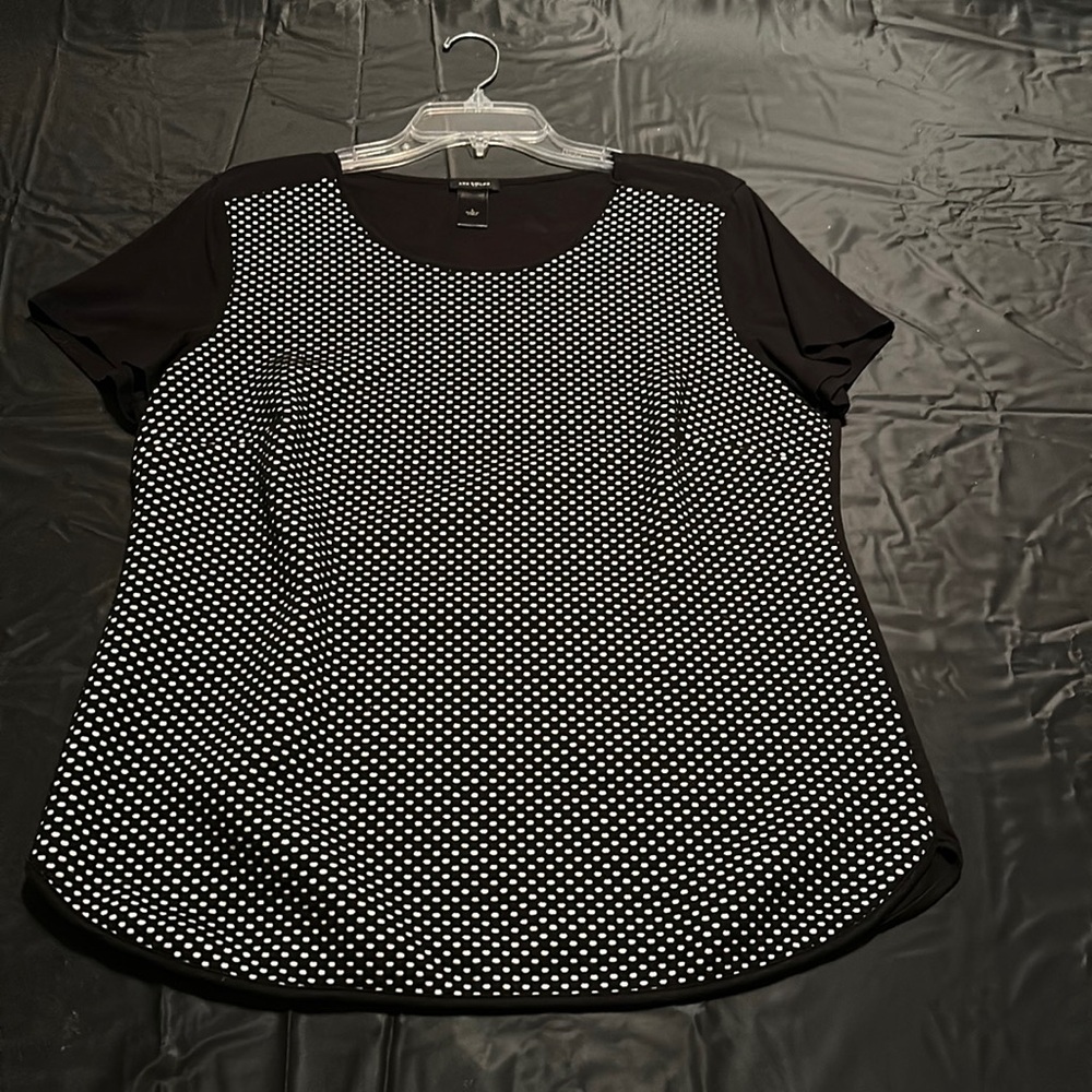black and white polka dotted thicker material knit